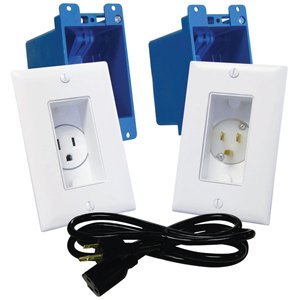 MIDLITE SINGLE GANG DECOR IN-WALL WHITE POWER SOLUTION KIT WITH 6' CORD